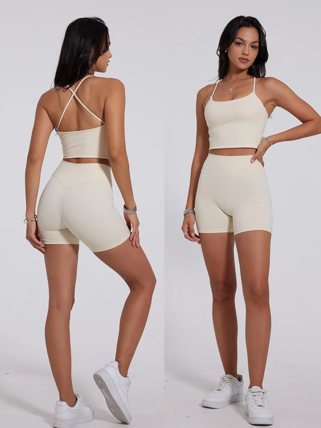 Danysu Sculpt Workout Tank Tops Women Backless Longline Sports Bras Strappy Padded Yoga Top