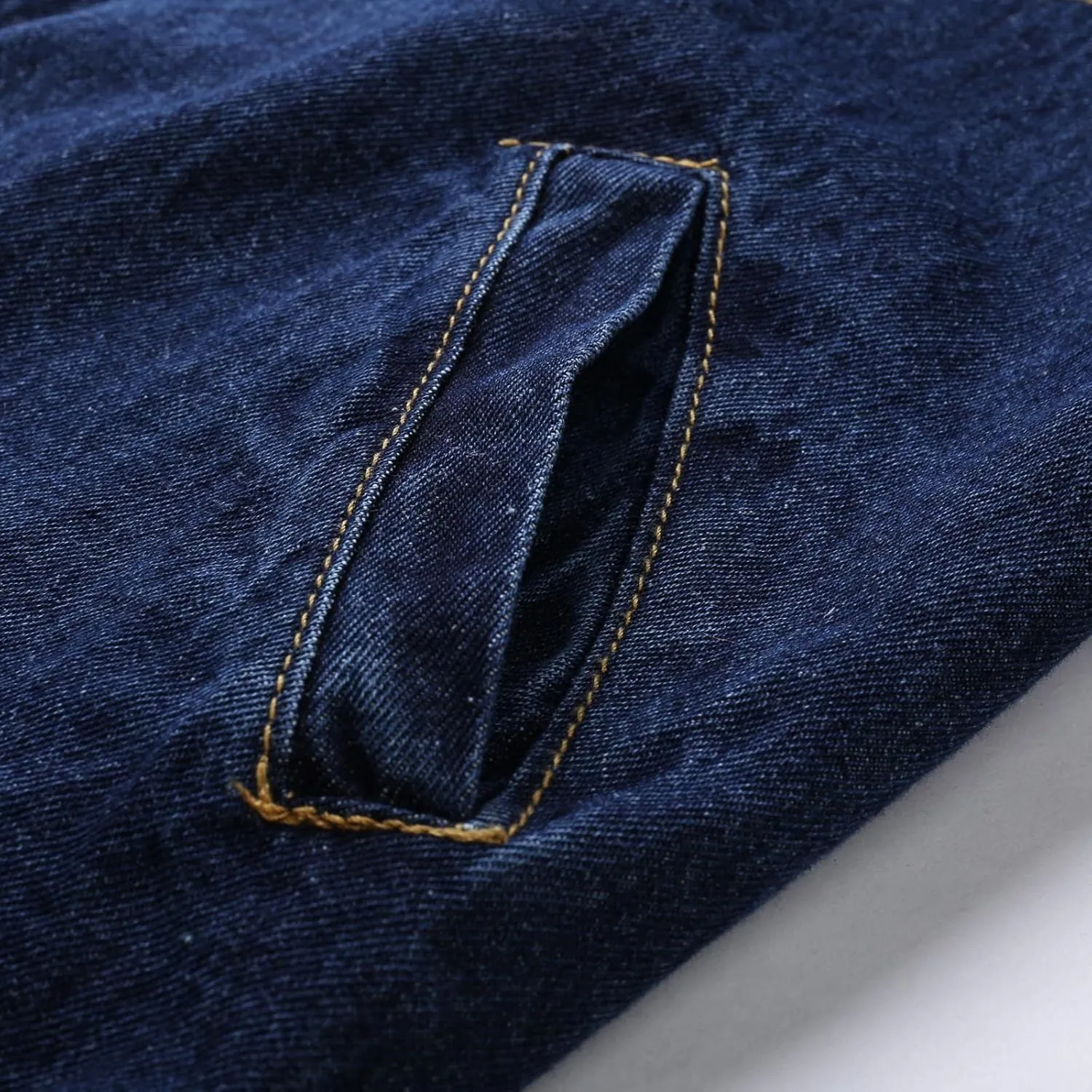 Denim Fleece Long Jacket for Women Long Sleeve Botton Up Plain Plush Trench Coat with Pocket Fuzzy Winter Turn Down Collar