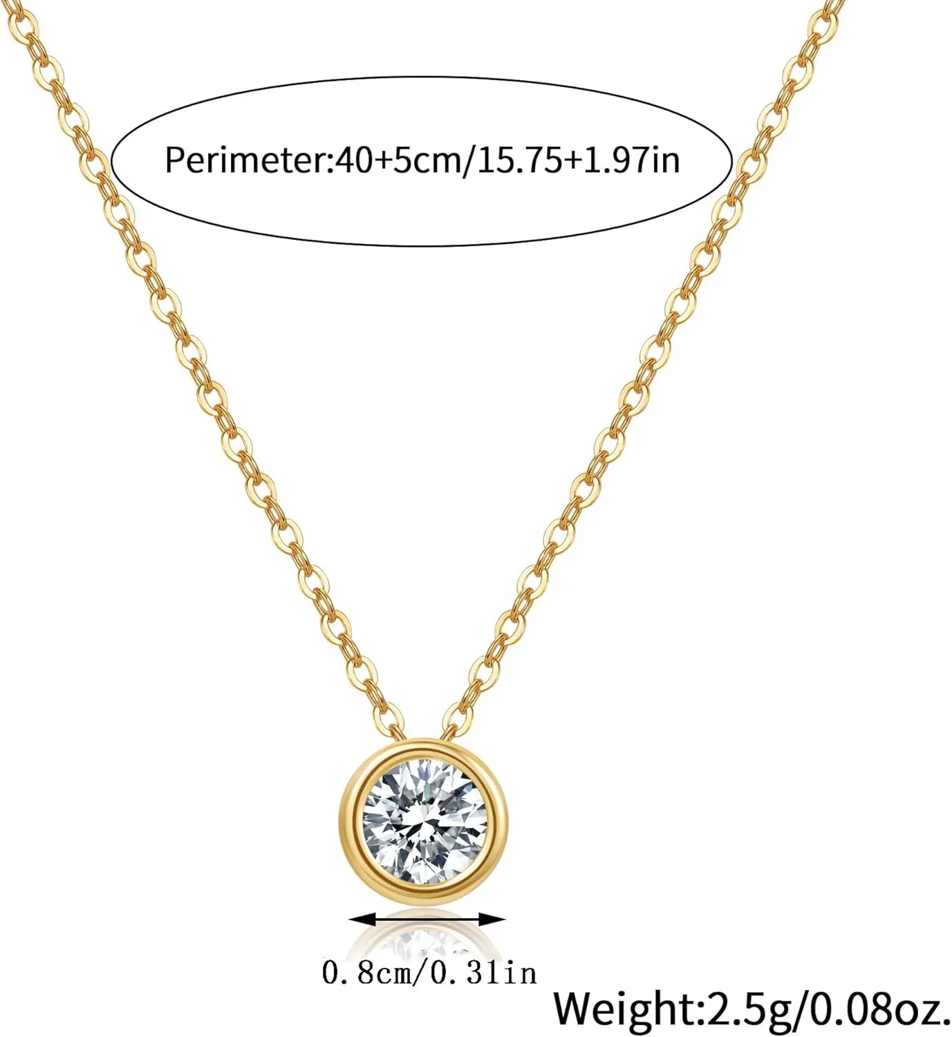 Diamond Necklaces for Women Dainty Choker Necklace Simple 14k Gold Plated CZ Jewelry Necklaces