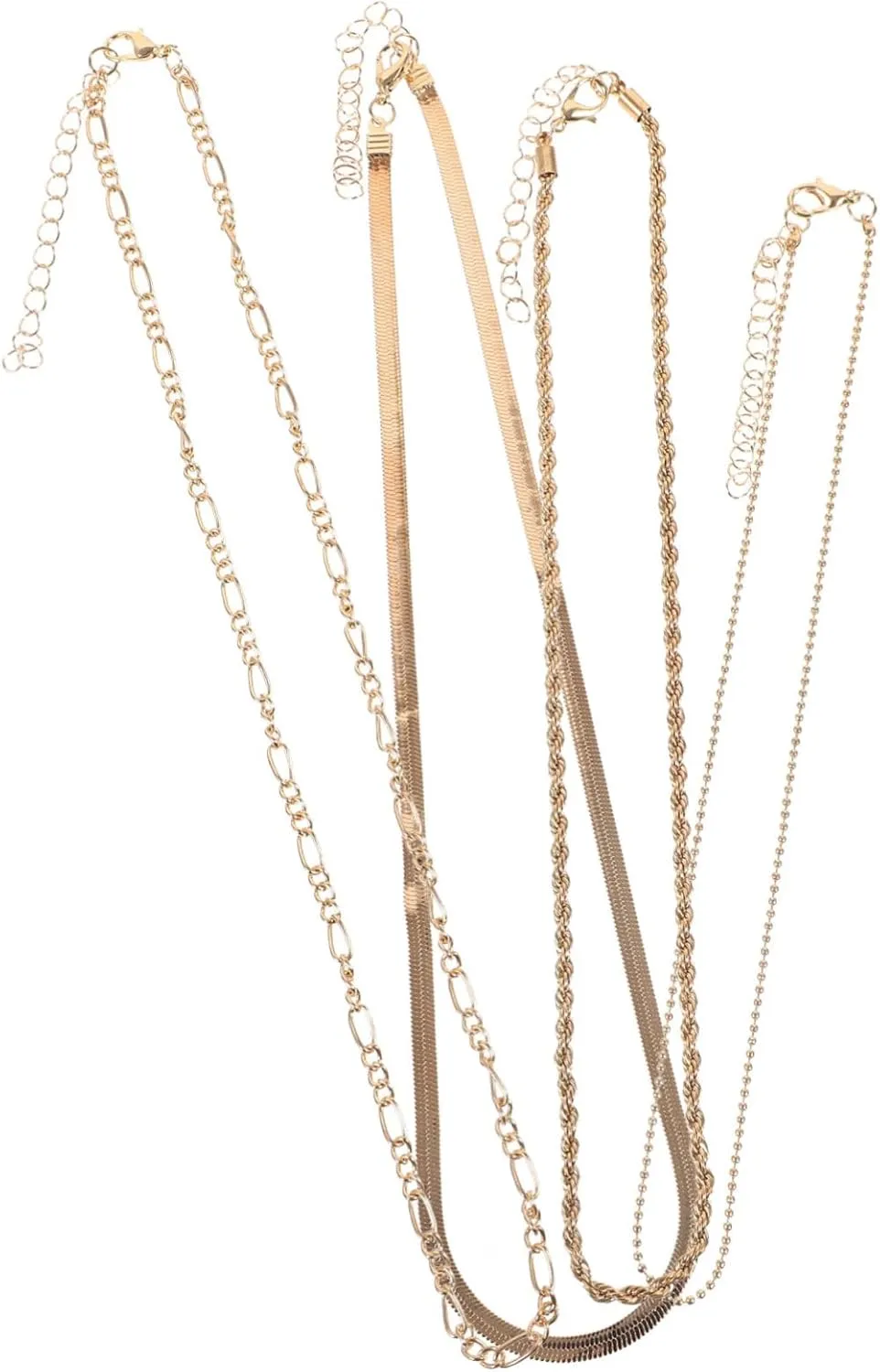 Didiseaon Glamourous Layered Chain Necklace Women 4pcs Set for Valentine's Day Wedding and Daily Life