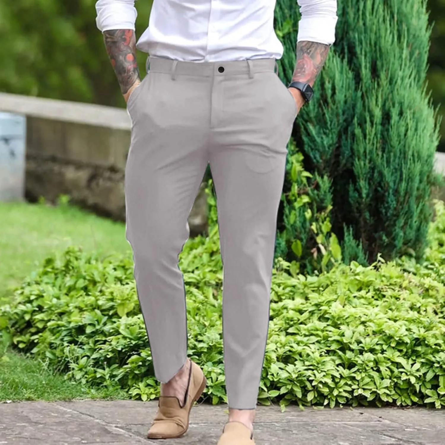 Dress Pants for Men Slim Fit Tapered Suit Trousers Casual Skinny Stretch Business Work Clothes Golf Pants