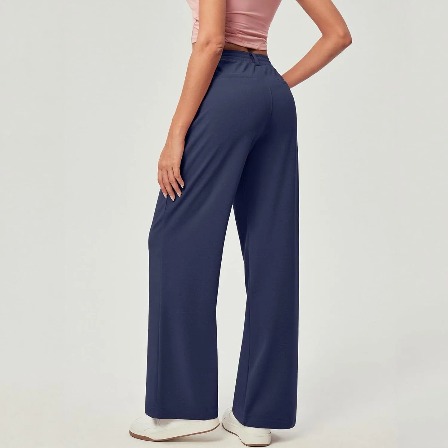 Dress Pants Women Business Casual Button Down Wide Leg Pants Lightweight Dressy Work Chino Pants with Pockets