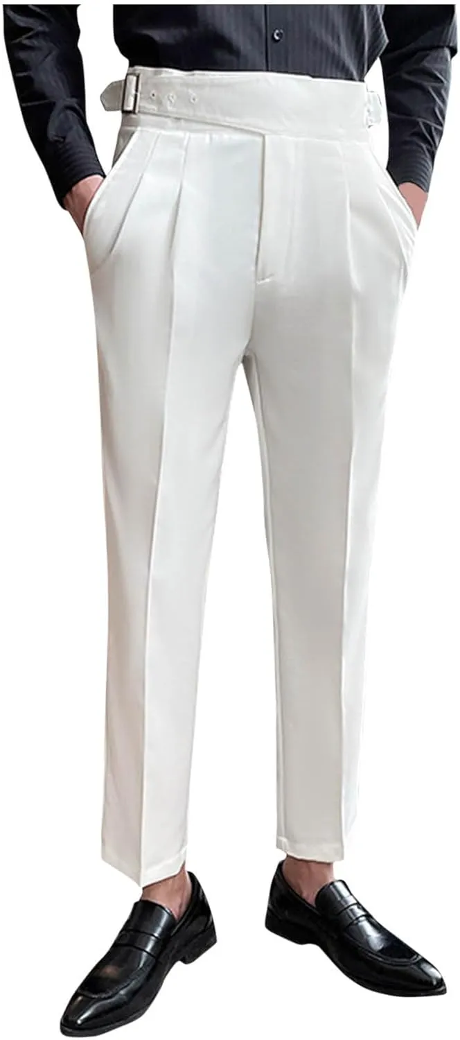 Dress Trousers for Men Stylish Slim Fit Bottoms Office Wear Tapered Pants Formal Casual Versatile Look