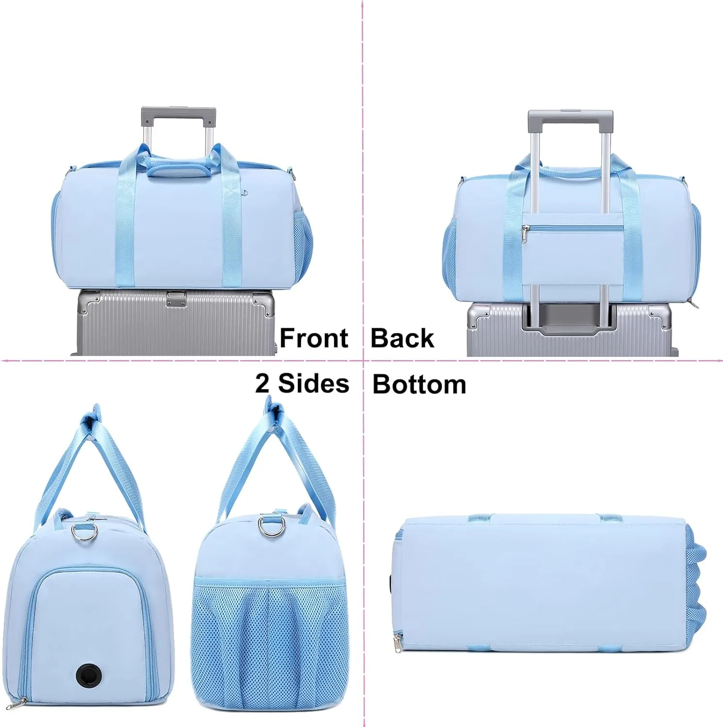 Duffel Bag for Girls Dance Ballet Sports Gym Bag Water Resistant Yoga Travel Bags with Shoes CompartmentBlue