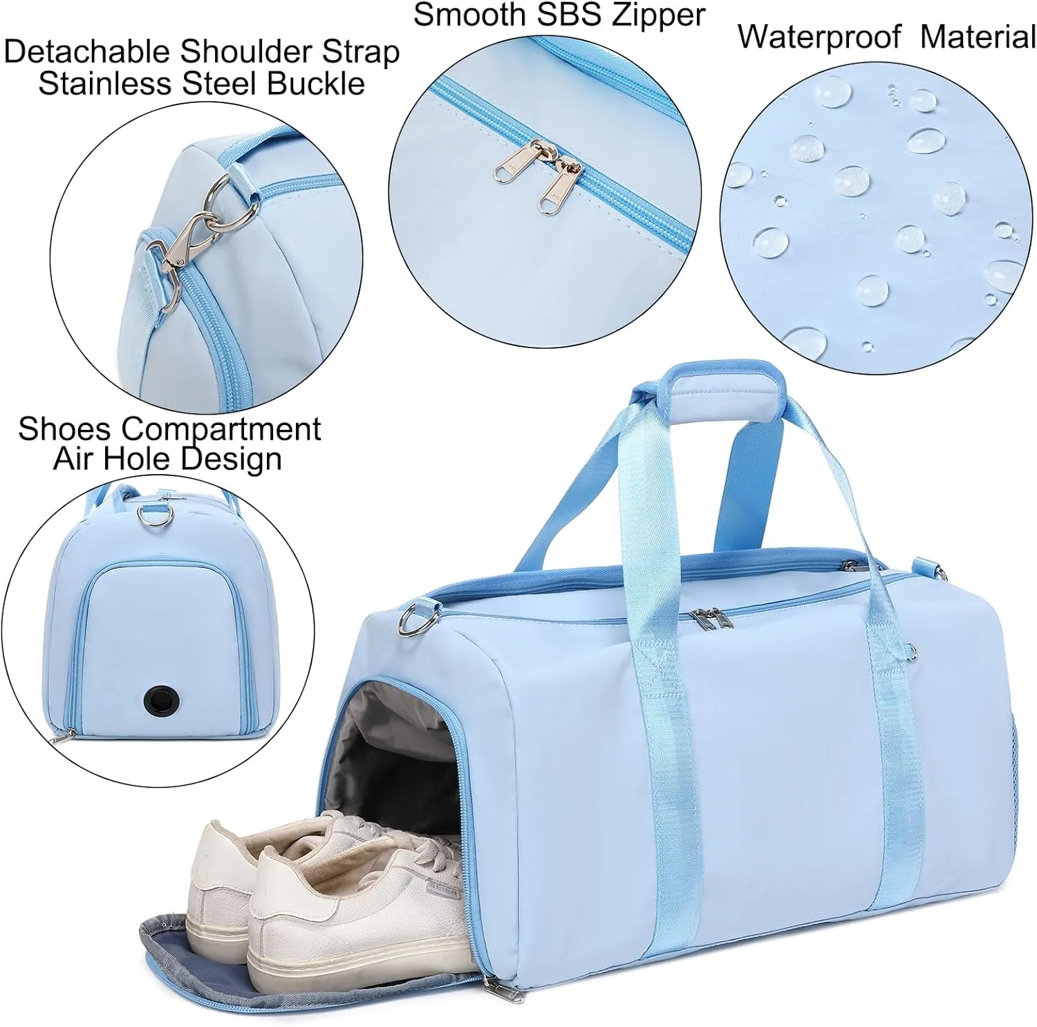 Duffel Bag for Girls Dance Ballet Sports Gym Bag Water Resistant Yoga Travel Bags with Shoes CompartmentBlue
