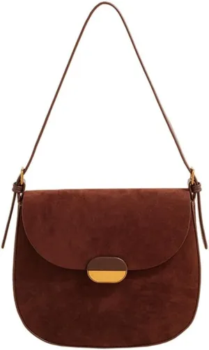 Elegant Faux Suedes Leather Shoulder Bag for Women Small Crossbody Purse Underarm Satchel for Everyday Use Commuting