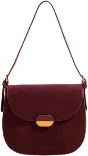 Elegant Faux Suedes Leather Shoulder Bag for Women Small Crossbody Purse Underarm Satchel for Everyday Use Commuting