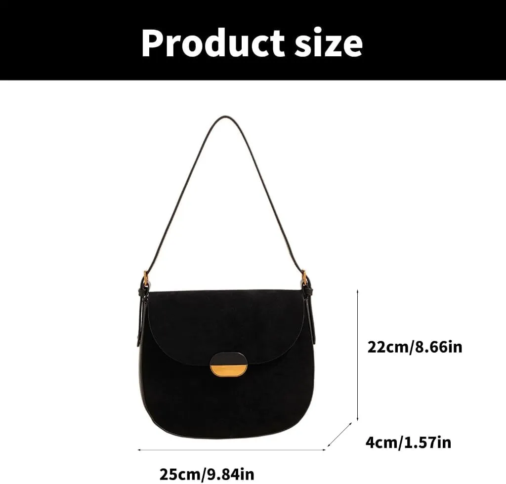 Elegant Faux Suedes Leather Shoulder Bag for Women Small Crossbody Purse Underarm Satchel for Everyday Use Commuting