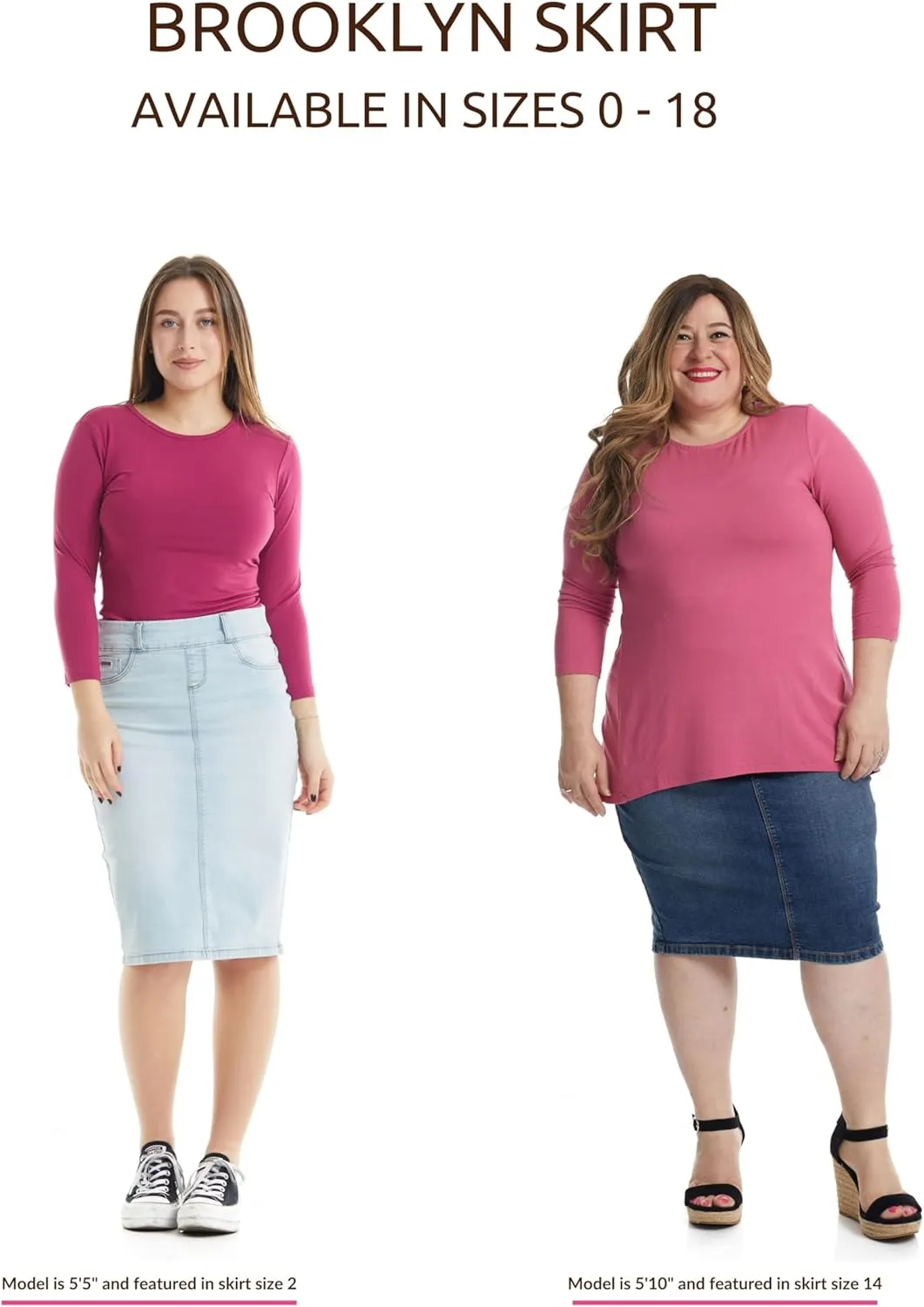 ESTEEZ Women's Stretch Denim Pencil Skirt  Soft, Flexible, Body-Hugging, Knee-Length Jean Skirt Brooklyn