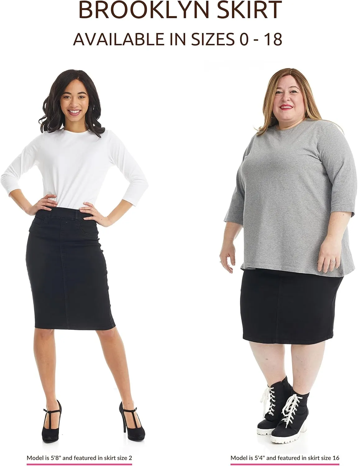 ESTEEZ Women's Stretch Denim Pencil Skirt  Soft, Flexible, Body-Hugging, Knee-Length Jean Skirt Brooklyn