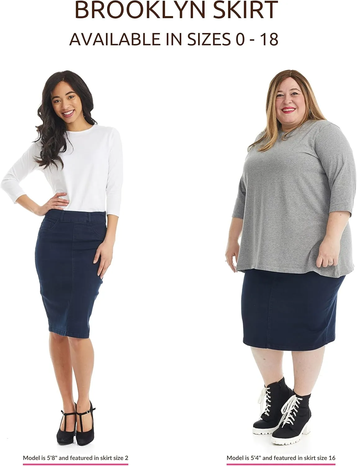 ESTEEZ Women's Stretch Denim Pencil Skirt  Soft, Flexible, Body-Hugging, Knee-Length Jean Skirt Brooklyn