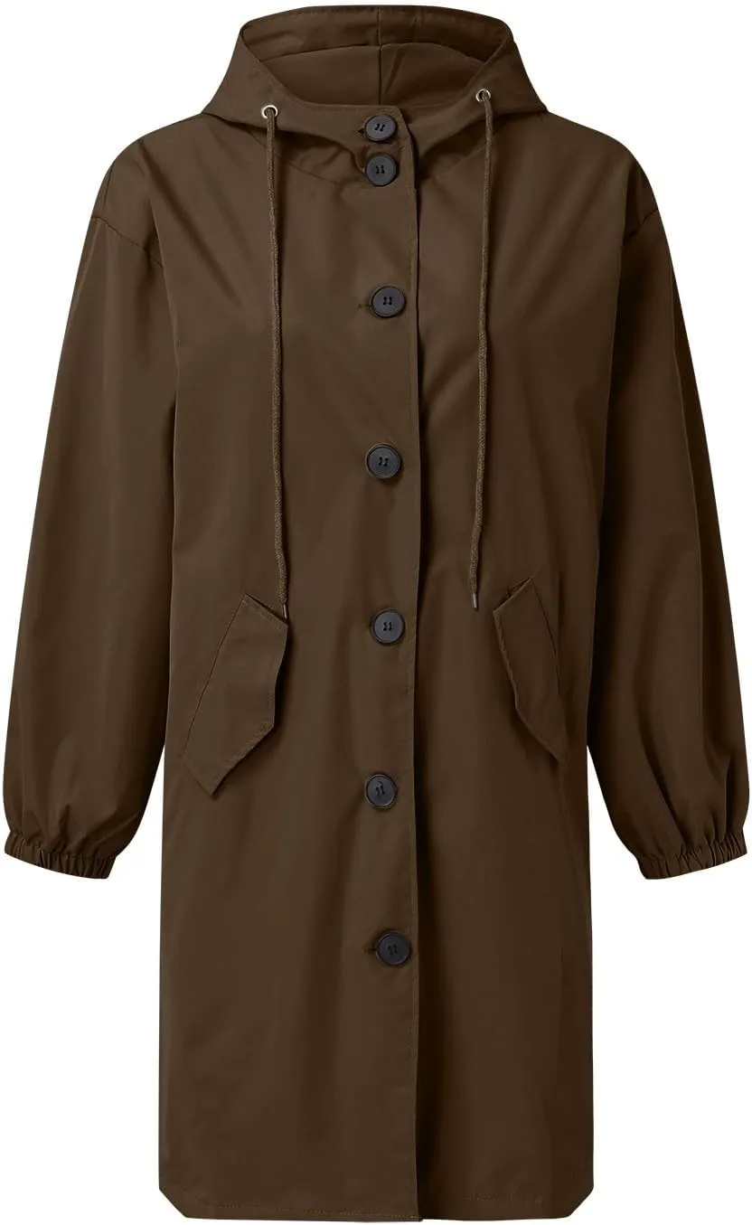 Fall Fashion for Women 2025 Trendy Women's Double Breasted Long Trench Coat Windproof Classic Lapel Slim Overcoat with Belt