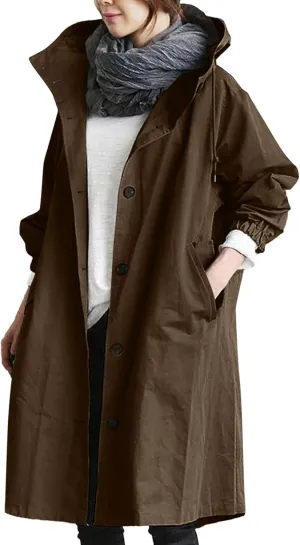Fall Fashion for Women 2025 Trendy Women's Double Breasted Long Trench Coat Windproof Classic Lapel Slim Overcoat with Belt