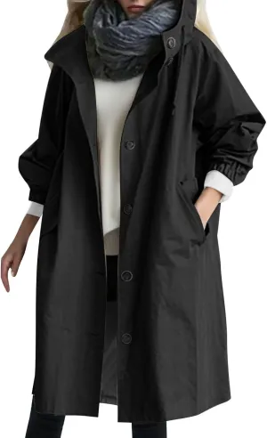 Fall Fashion for Women 2025 Trendy Women's Double Breasted Long Trench Coat Windproof Classic Lapel Slim Overcoat with Belt