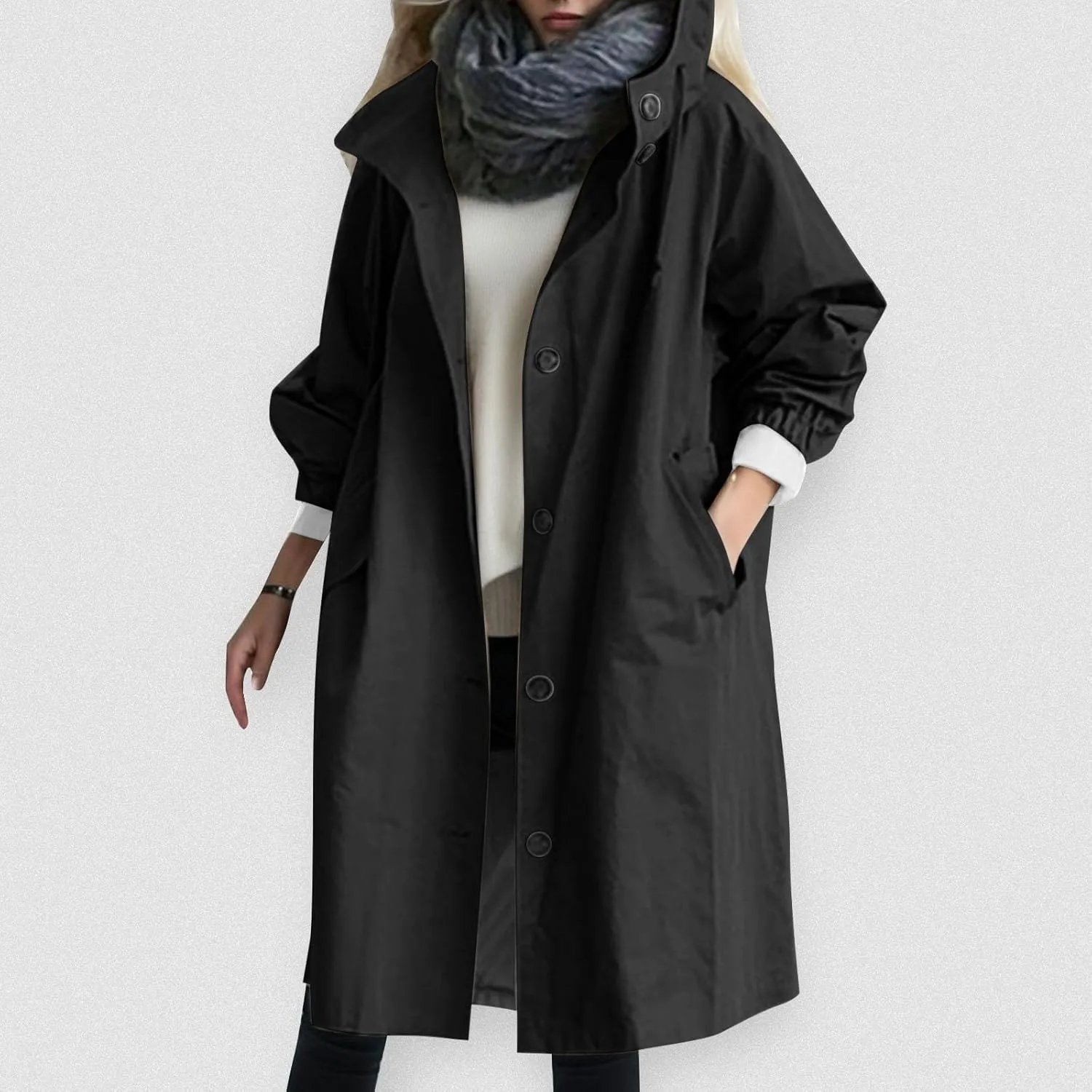 Fall Fashion for Women 2025 Trendy Women's Double Breasted Long Trench Coat Windproof Classic Lapel Slim Overcoat with Belt