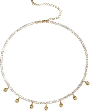 FANZE Sparkly Tennis Necklaces for Women Cubic Zircon Choker Necklaces Gold Cat Pendant Necklaces Cute Dainty Jewelry Gift for Holiday Halloween Valentine Chrismas Party Prom