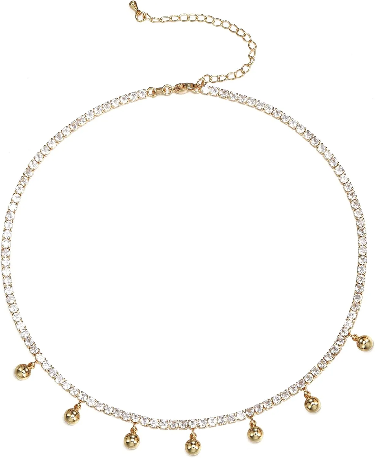 FANZE Sparkly Tennis Necklaces for Women Cubic Zircon Choker Necklaces Gold Cat Pendant Necklaces Cute Dainty Jewelry Gift for Holiday Halloween Valentine Chrismas Party Prom
