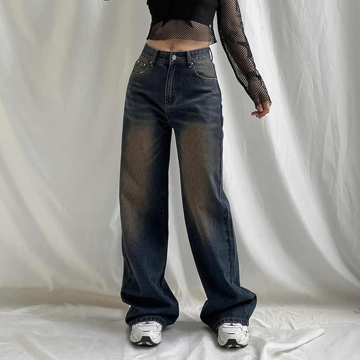 Fashion Jeans for Women Wide Leg Baggy Jeans High Waist Y2K Cargo Pants Casual Loose Boyfriends Trousers Vintage Streetwear