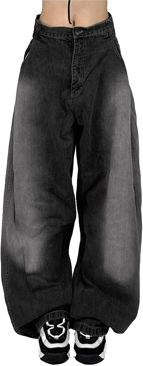 Fashion Jeans for Women Wide Leg Baggy Jeans High Waist Y2K Cargo Pants Casual Loose Boyfriends Trousers Vintage Streetwear