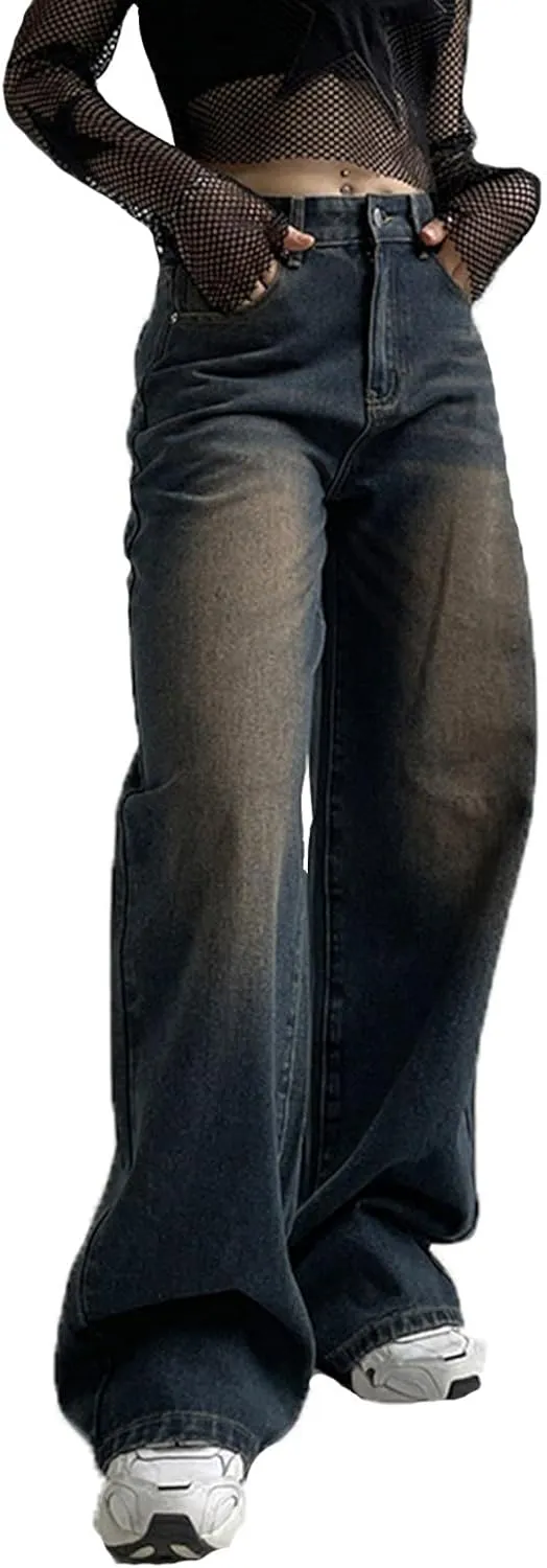 Fashion Jeans for Women Wide Leg Baggy Jeans High Waist Y2K Cargo Pants Casual Loose Boyfriends Trousers Vintage Streetwear