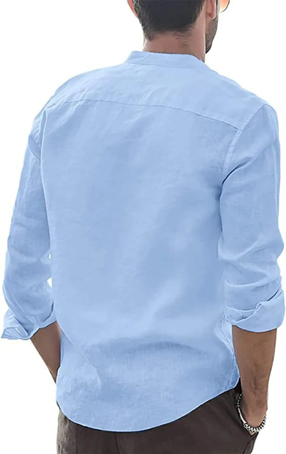 Fashion Mens Striped Button Down Shirts Casual Cotton Line Long Shirts Shirts Spread Collar Beach Tops