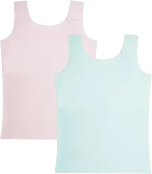 FEOYA Teen Girls Camisole Training Cotton Bra Round Neck Tank Top with Shelf Bra 2/3 Pack