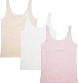 FEOYA Teen Girls Camisole Training Cotton Bra Round Neck Tank Top with Shelf Bra 2/3 Pack