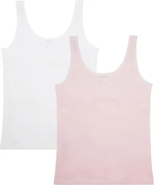 FEOYA Teen Girls Camisole Training Cotton Bra Round Neck Tank Top with Shelf Bra 2/3 Pack