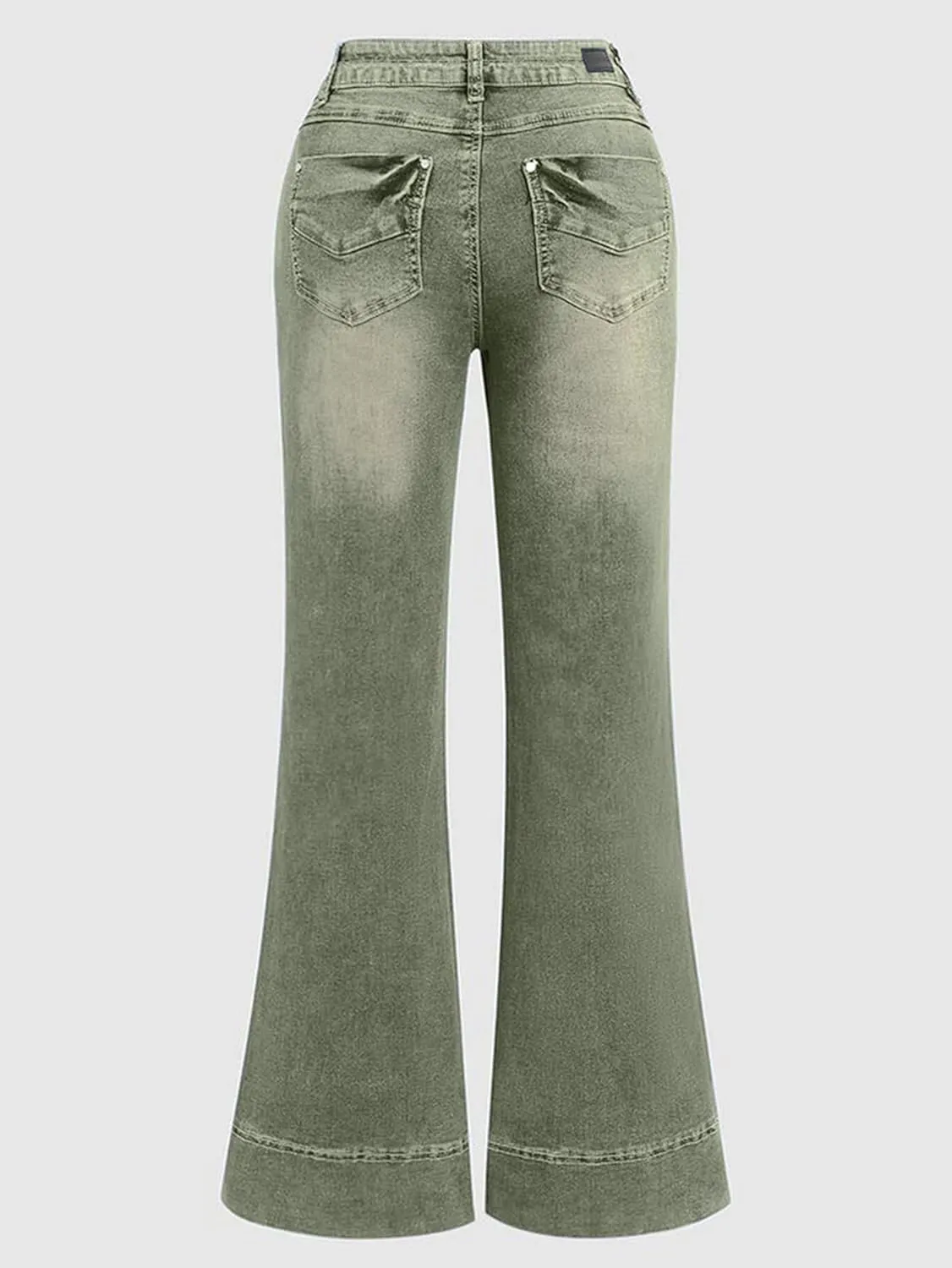 Flamingals Low Rise Straight Leg Wide Leg Baggy Jeans Women Stretch Boyfriend Butterfly Flare Denim Pants