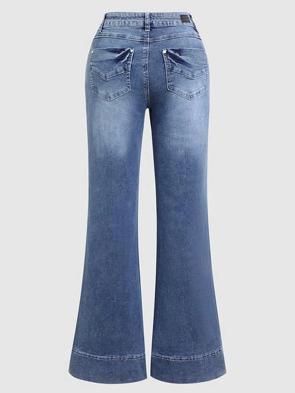 Flamingals Low Rise Straight Leg Wide Leg Baggy Jeans Women Stretch Boyfriend Butterfly Flare Denim Pants