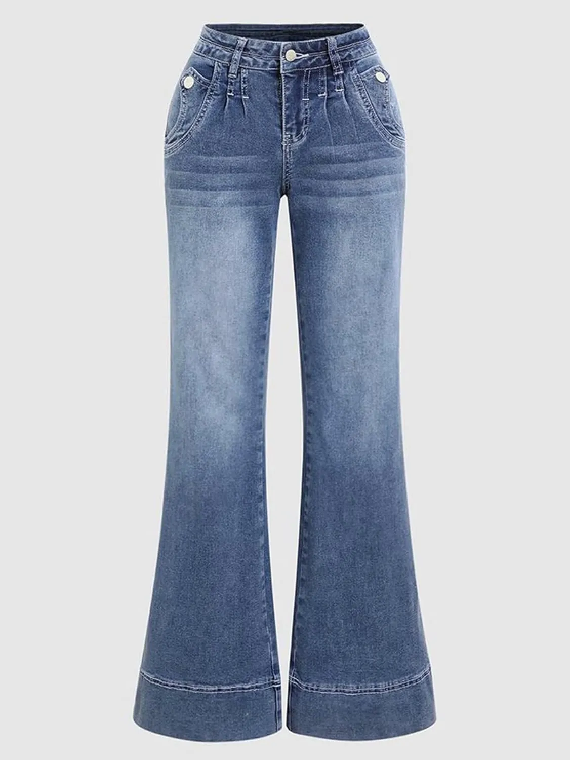 Flamingals Low Rise Straight Leg Wide Leg Baggy Jeans Women Stretch Boyfriend Butterfly Flare Denim Pants
