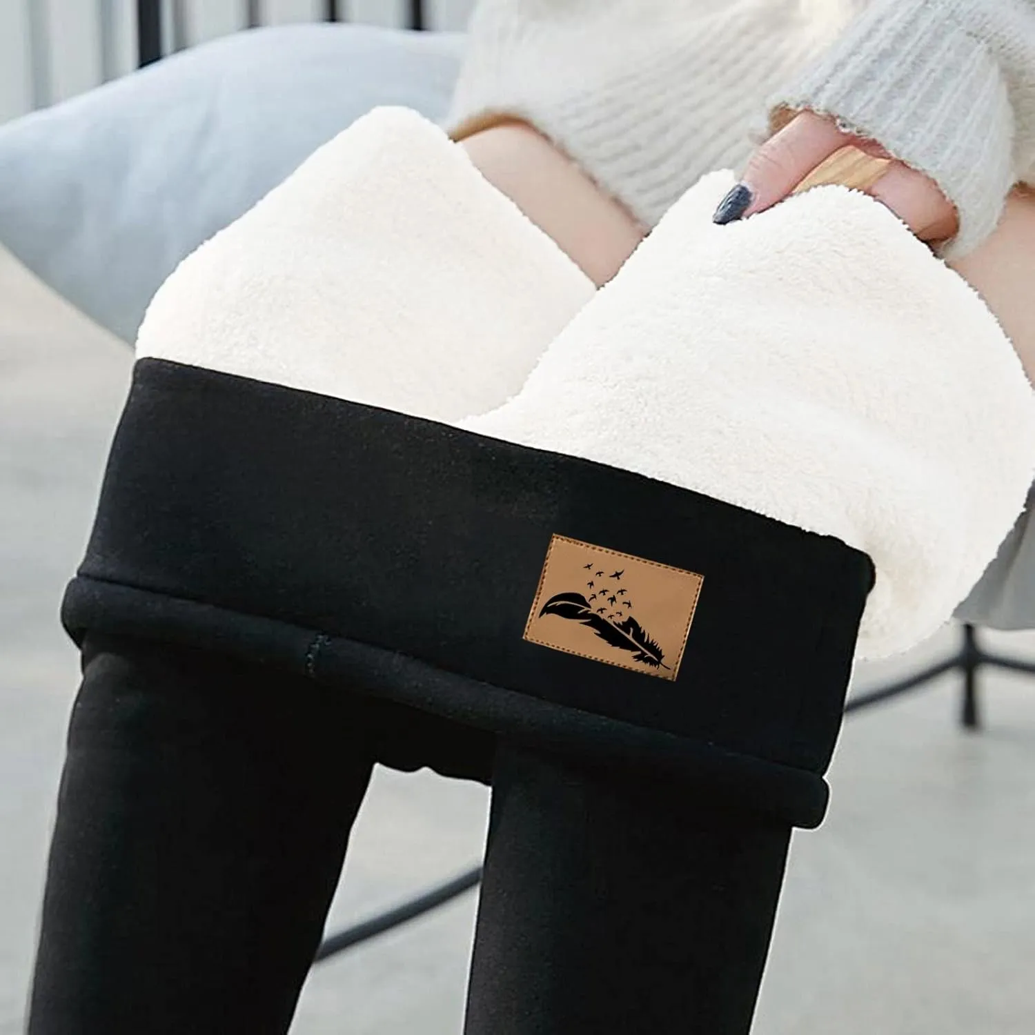 Fleece Lined Pants Women Yoga Pants Elastic High Waist Plush Yoga Pants Thermal Velvet Pants