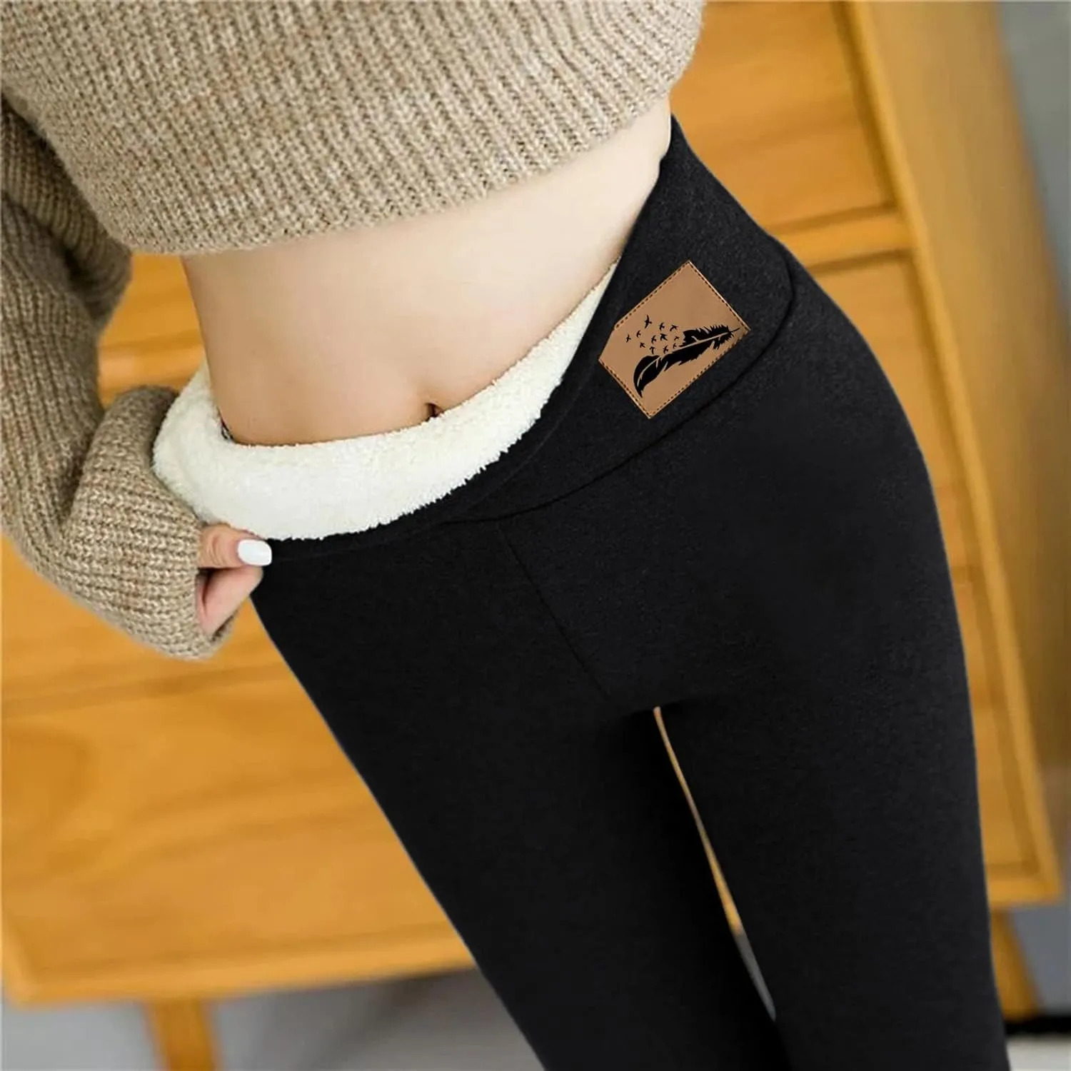 Fleece Lined Pants Women Yoga Pants Elastic High Waist Plush Yoga Pants Thermal Velvet Pants