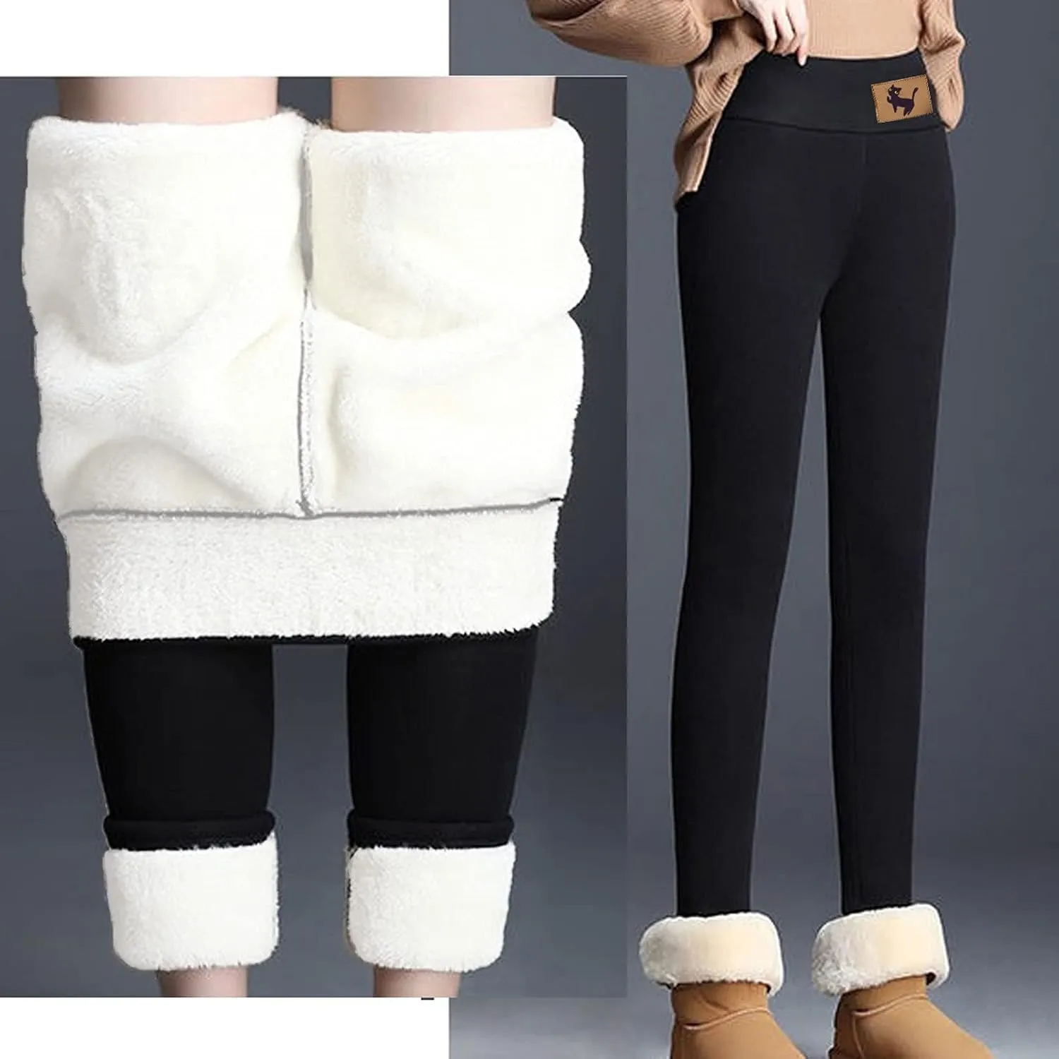 Fleece Lined Pants Women Yoga Pants Elastic High Waist Plush Yoga Pants Thermal Velvet Pants