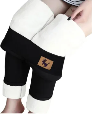 Fleece Lined Pants Women Yoga Pants Elastic High Waist Plush Yoga Pants Thermal Velvet Pants