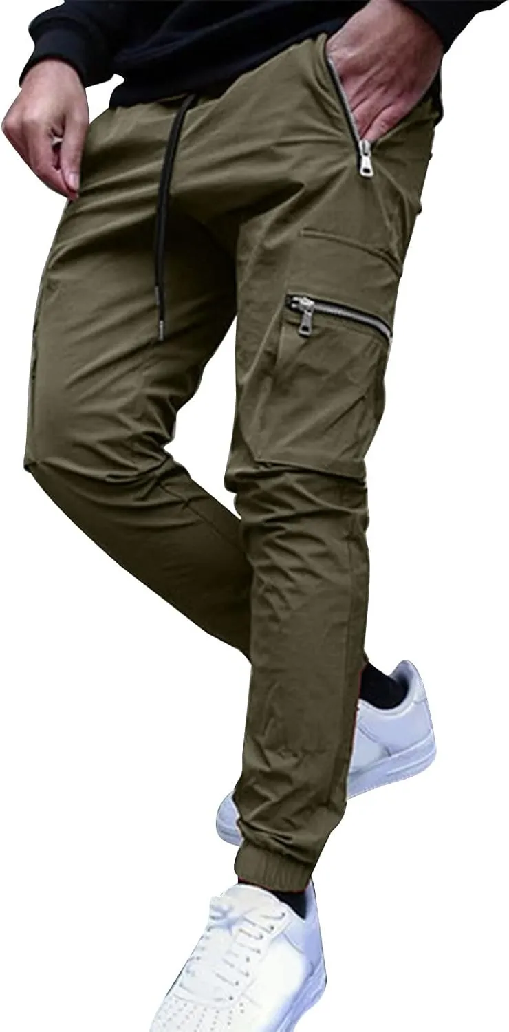 Flowy Pants for Men Casual Fall Pants for Men Men's Slim-Fit Casual Stretch Chino Pant Mens Casual Pants with Pockets
