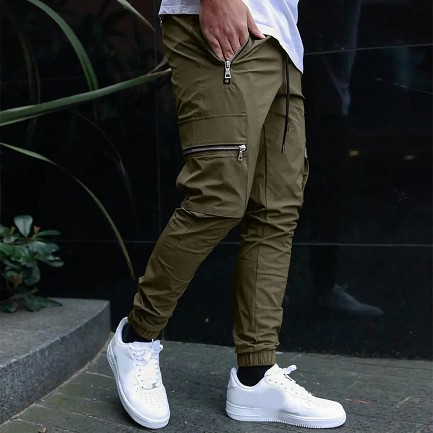Flowy Pants for Men Casual Fall Pants for Men Men's Slim-Fit Casual Stretch Chino Pant Mens Casual Pants with Pockets