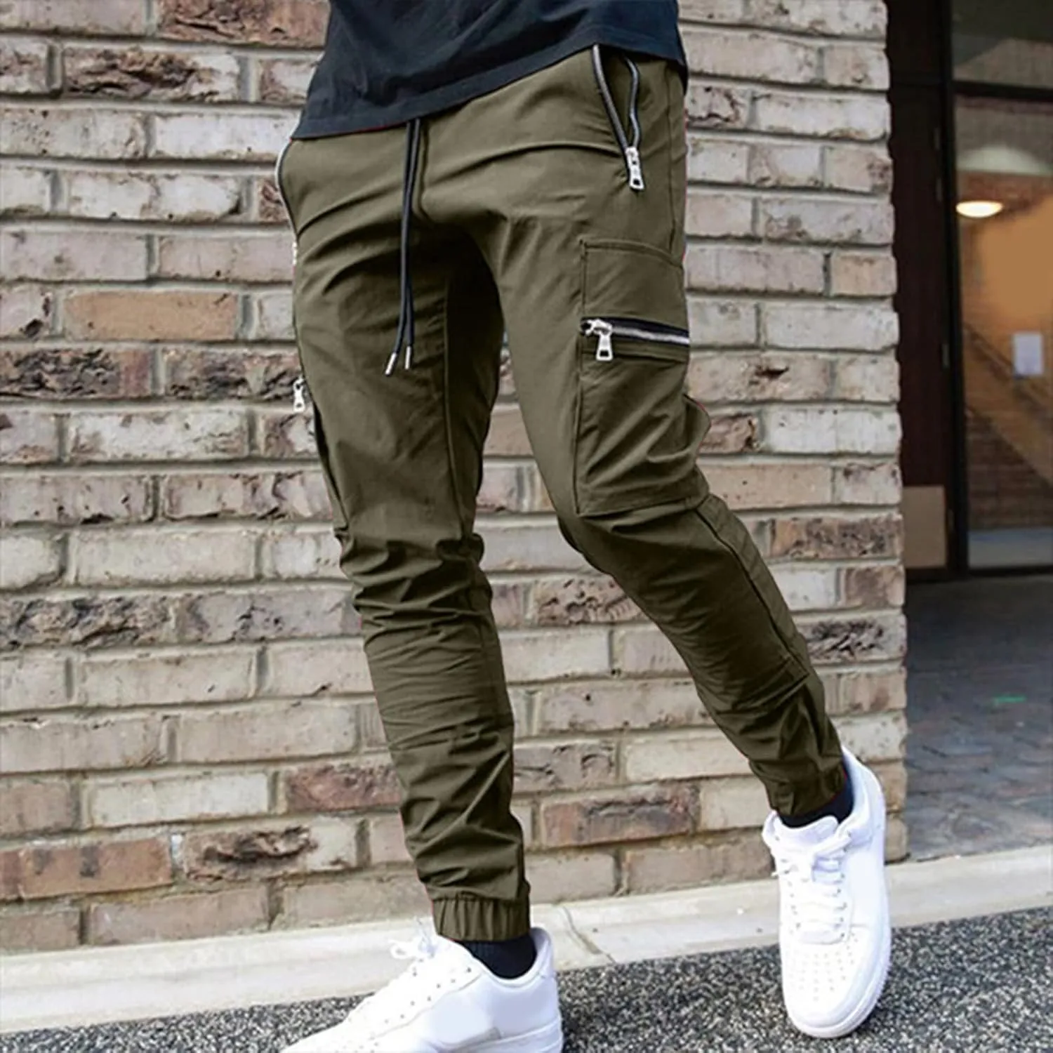 Flowy Pants for Men Casual Fall Pants for Men Men's Slim-Fit Casual Stretch Chino Pant Mens Casual Pants with Pockets