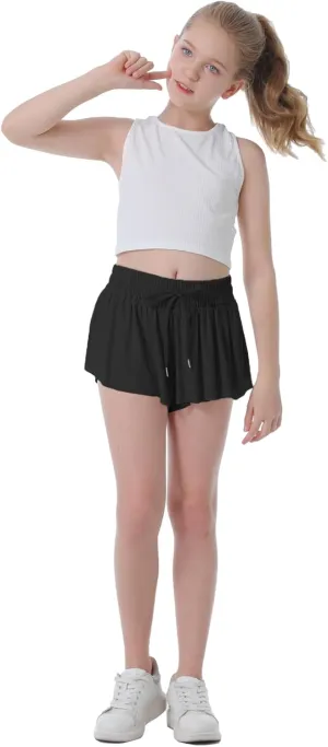 Flowy Shorts for Girls Butterfly Shorts for Kids Teens Preppy Tennis Running Athletic Shorts with Liner