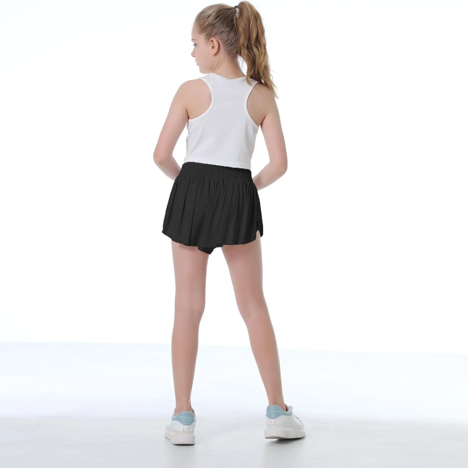 Flowy Shorts for Girls Butterfly Shorts for Kids Teens Preppy Tennis Running Athletic Shorts with Liner