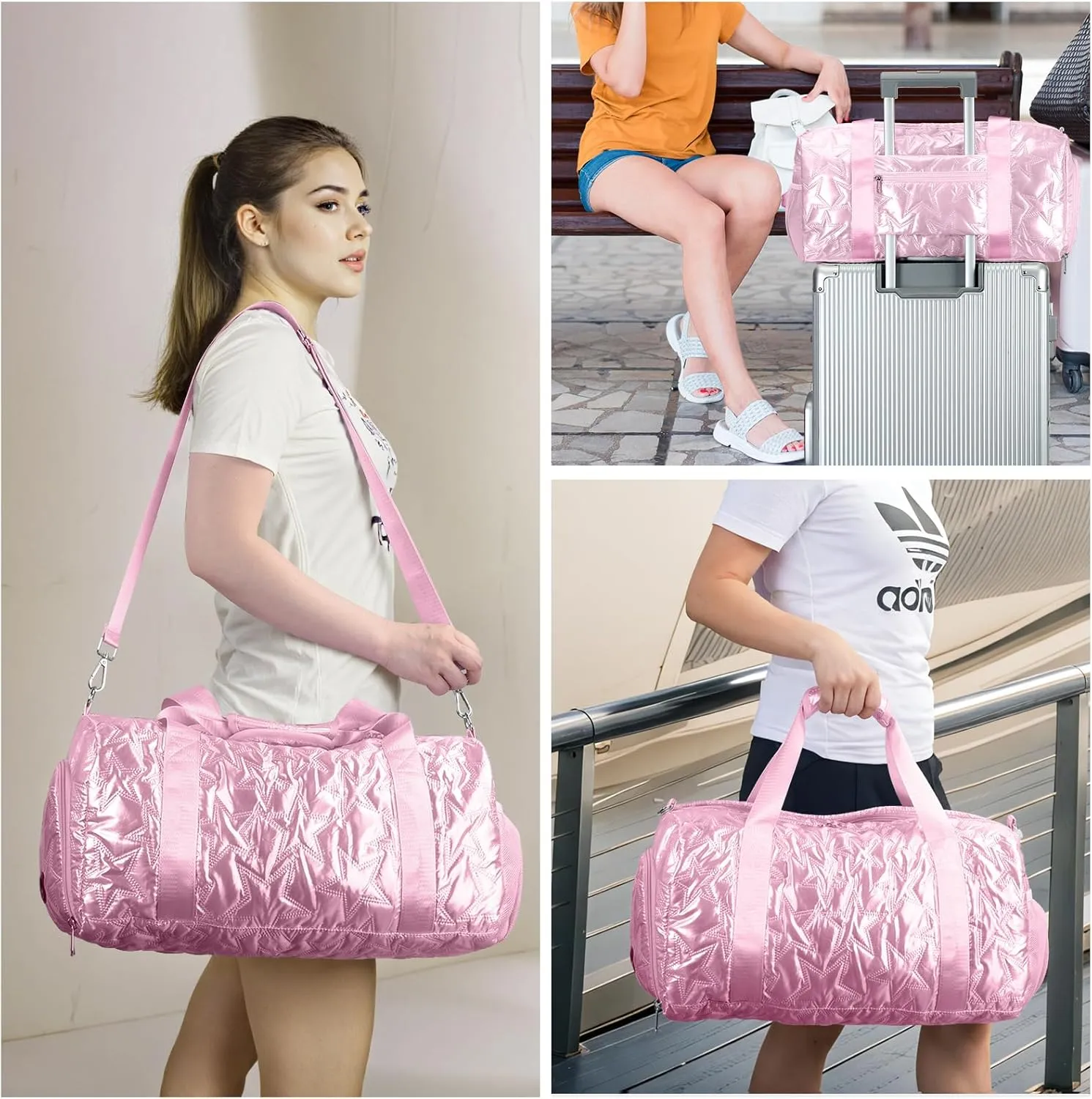 Forestfish Dance Bag For Girls, Small Gym Bag With Shoes Compartment Weekender Overnight Bag For Travel Lightweight Waterproof