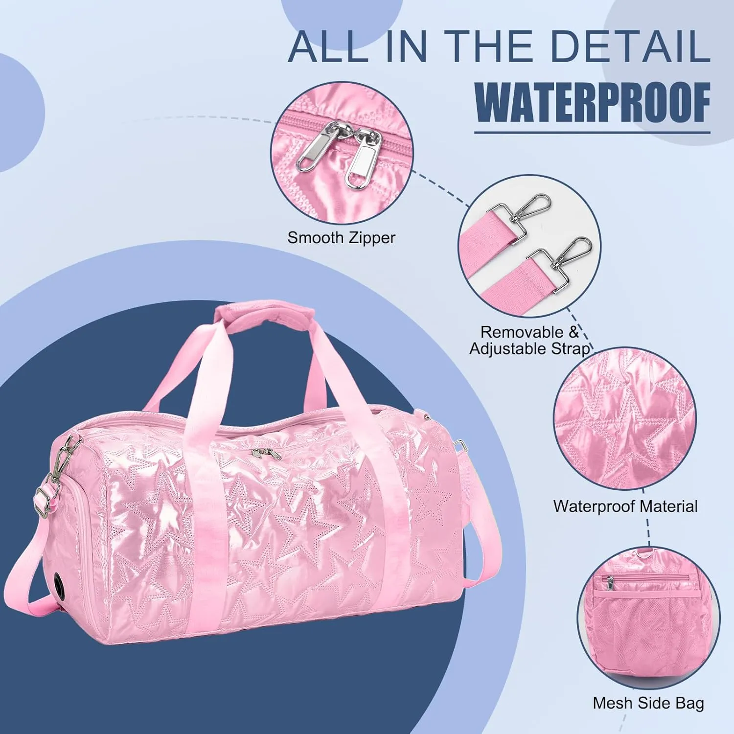 Forestfish Dance Bag For Girls, Small Gym Bag With Shoes Compartment Weekender Overnight Bag For Travel Lightweight Waterproof