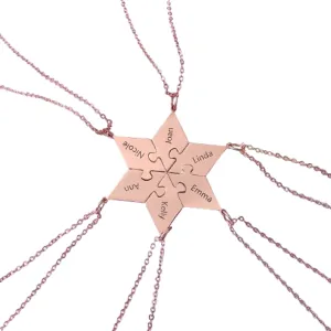 Friendship Necklace - Bff Necklaces For 2-6 - Matching Best Friend Necklaces - Star Shape - Custom Bff Necklaces - Personalized Gift- Wedding Pendant- Anniversary jewelry - Valentine Day Gifts