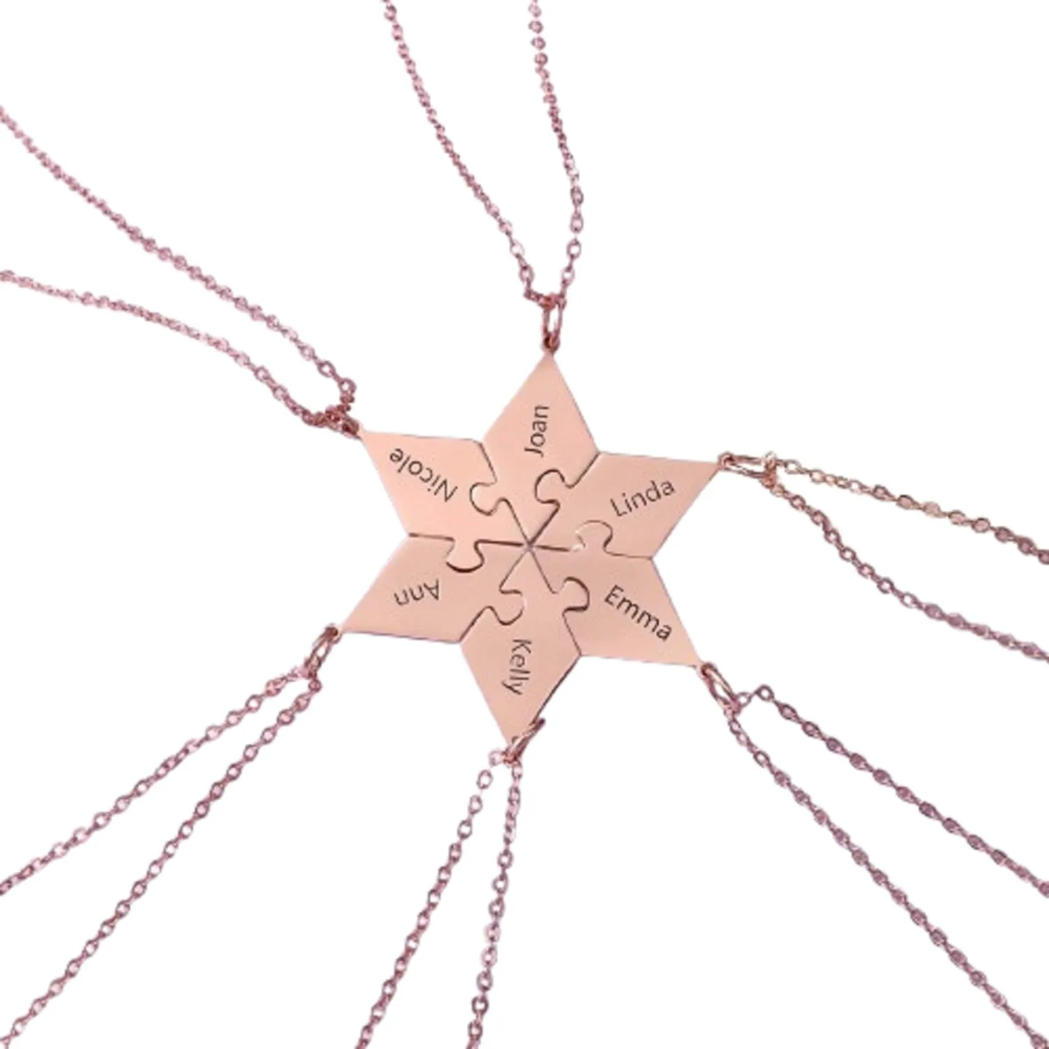 Friendship Necklace - Bff Necklaces For 2-6 - Matching Best Friend Necklaces - Star Shape - Custom Bff Necklaces - Personalized Gift- Wedding Pendant- Anniversary jewelry - Valentine Day Gifts