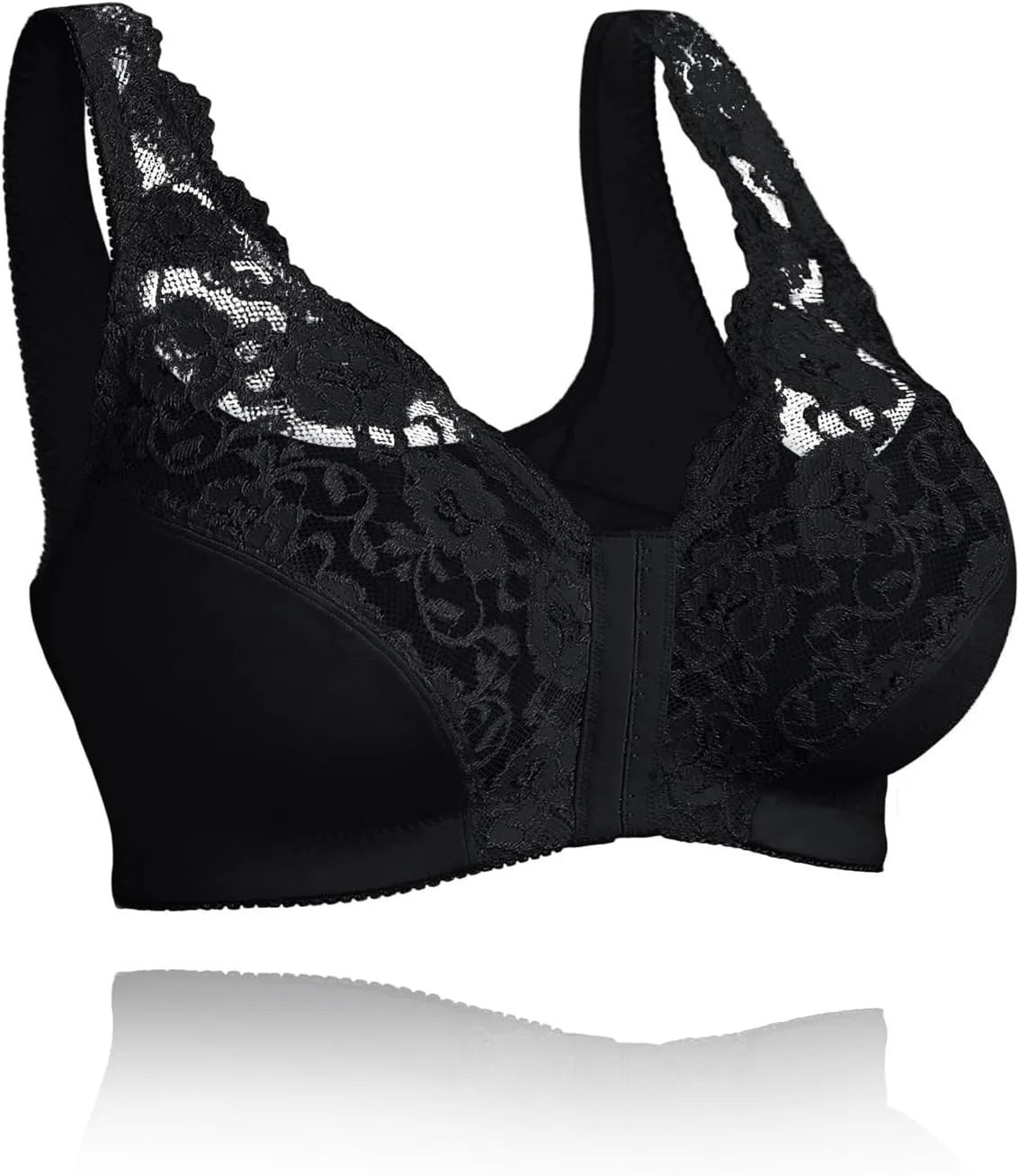 Front Buckle Bras for Women Plus Size Lace Racerback No Underwire Full Figure Coverage Underwear Soft Sleep Brassiere
