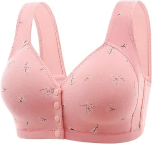 Front Closure Bras for Women 2025 Upgraded Comfortable Convenient Front Snaps Daisy Bra Soft Cup Wireless Mastectomy Bra