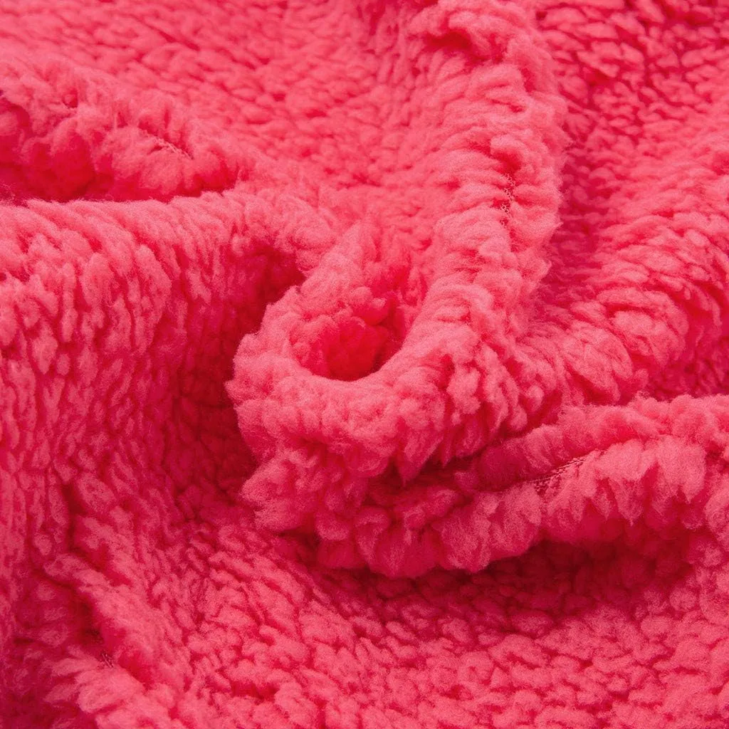 Fuzzy Fleece Jacket for Women Fashion Solid Color Loose Fit Cardigans Sweaters Button Down Open Front Plush Sweatshirt