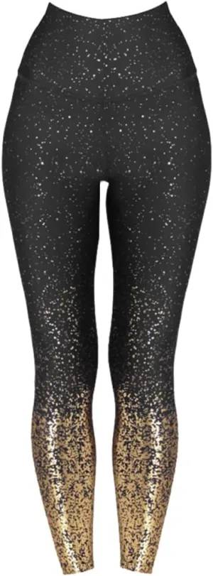 GALPADA Tummy Control Leggings High Waist Yoga Leggings Women Yoga Leggings Women' s Sequin Pants Glitter Party Trousers Workout Leggings High Waisted Yoga Running Leggings Exercise Leggings Black