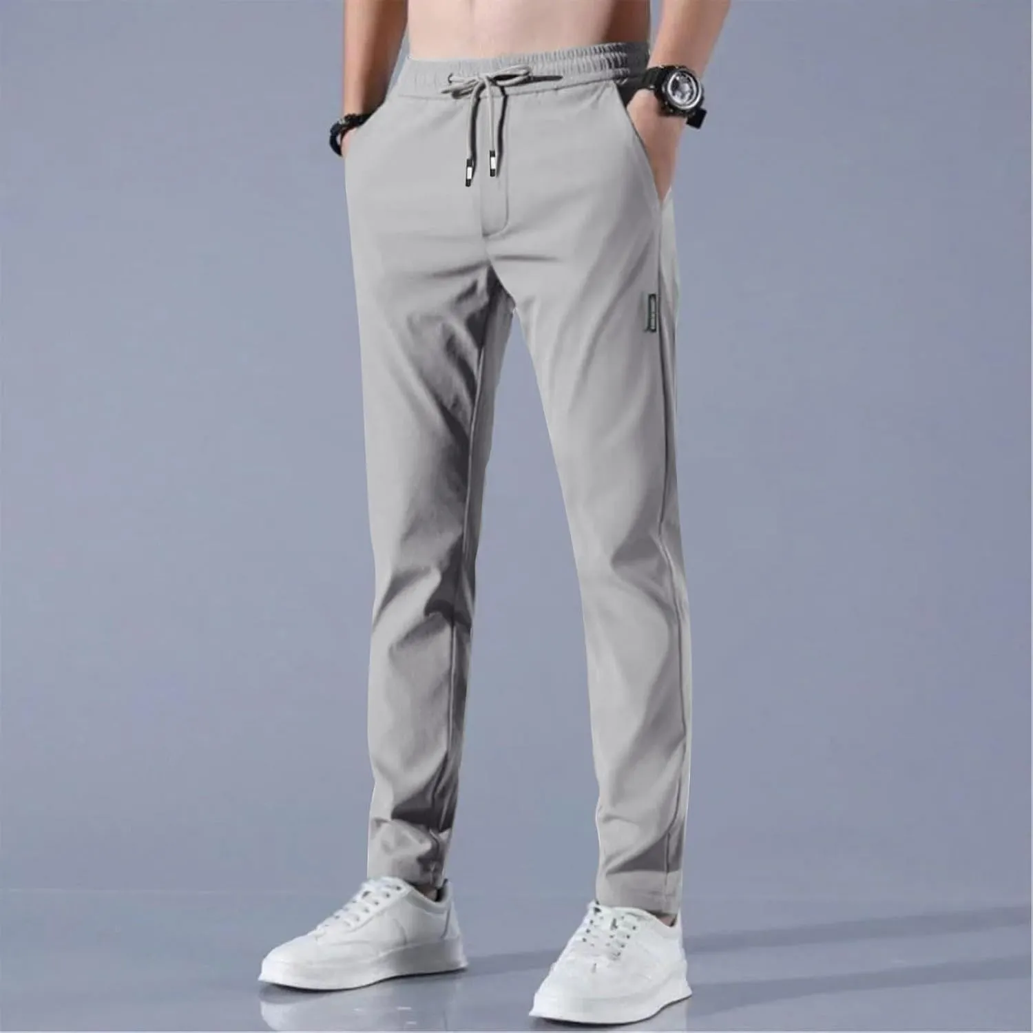 Glide Pants Men Breathable Quick Dry Work Pants Stretch Active Drawstring Straight Leg Hiking Outfits with Pockets