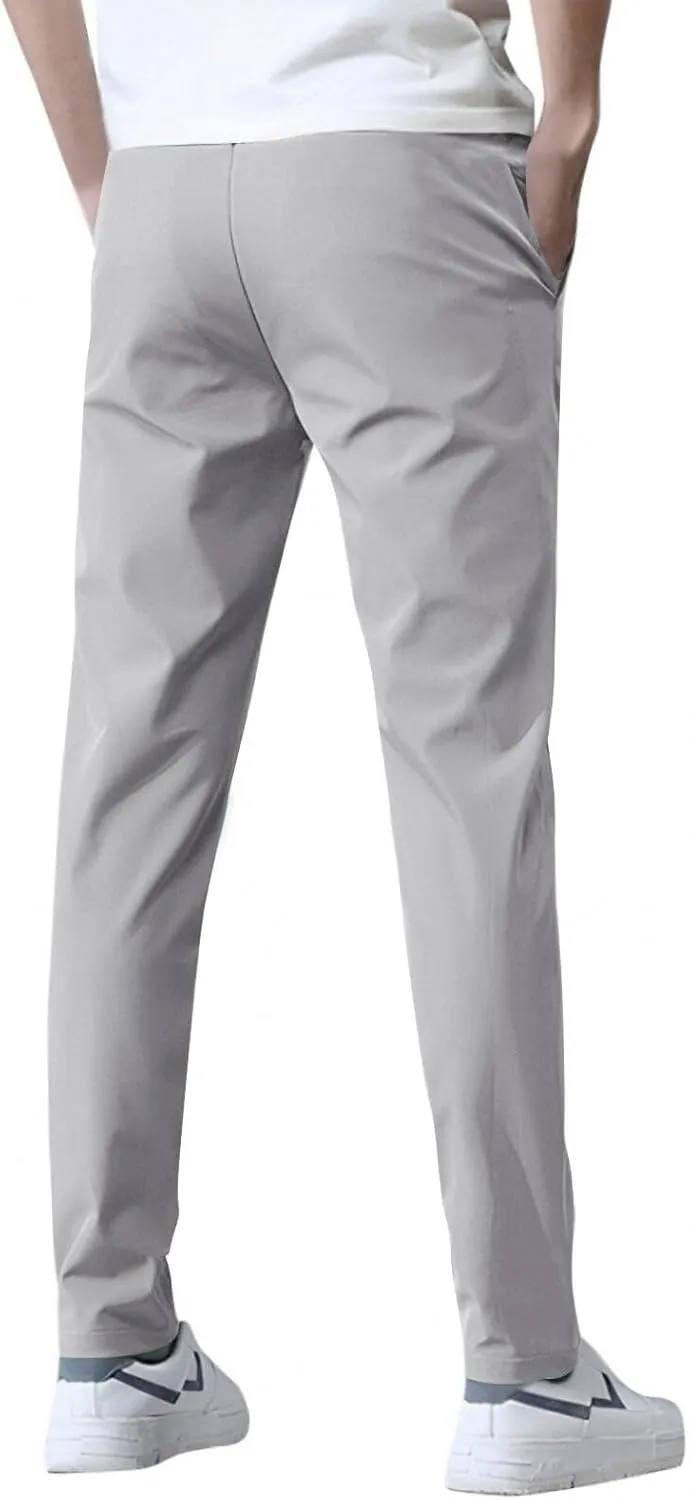 Glide Pants Men Breathable Quick Dry Work Pants Stretch Active Drawstring Straight Leg Hiking Outfits with Pockets